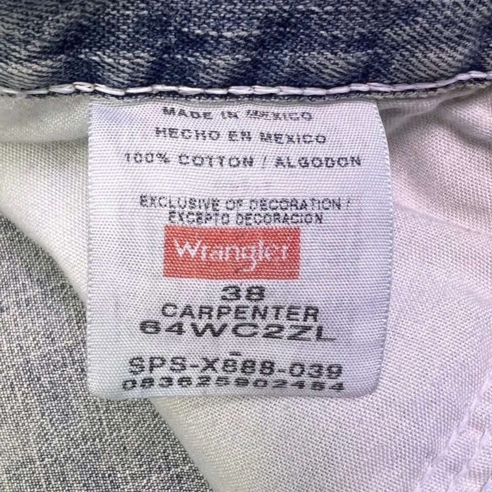 Wrangler Carpenter Shorts Men 38 Light Blue Retro Workwear Relaxed Denim Utility